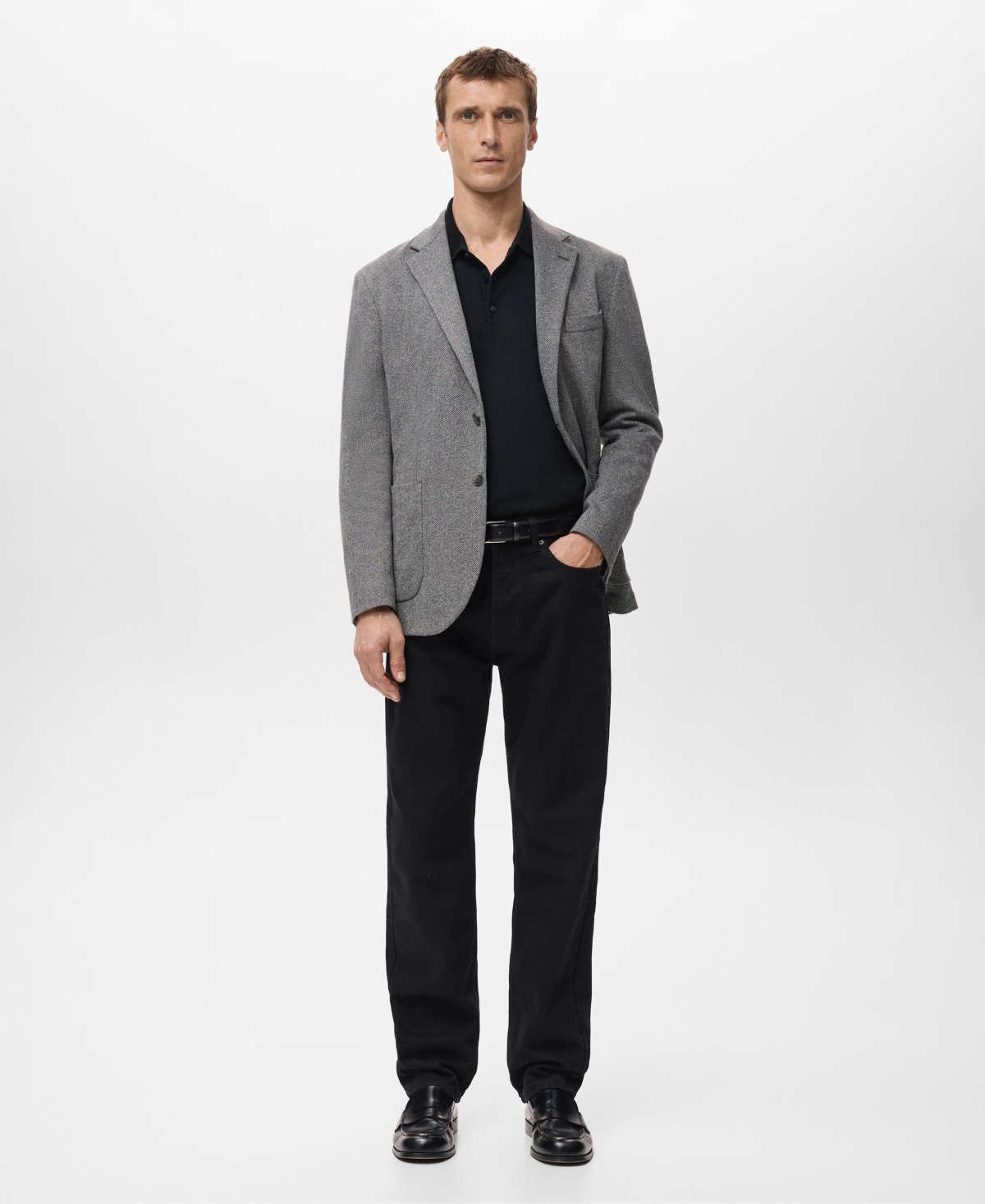 Mango Men's Slim-Fit Herringbone Tailored Jacket