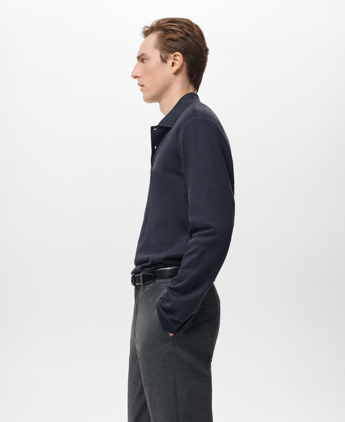 Mango Men's Regular-Fit Knitted Polo Sweater