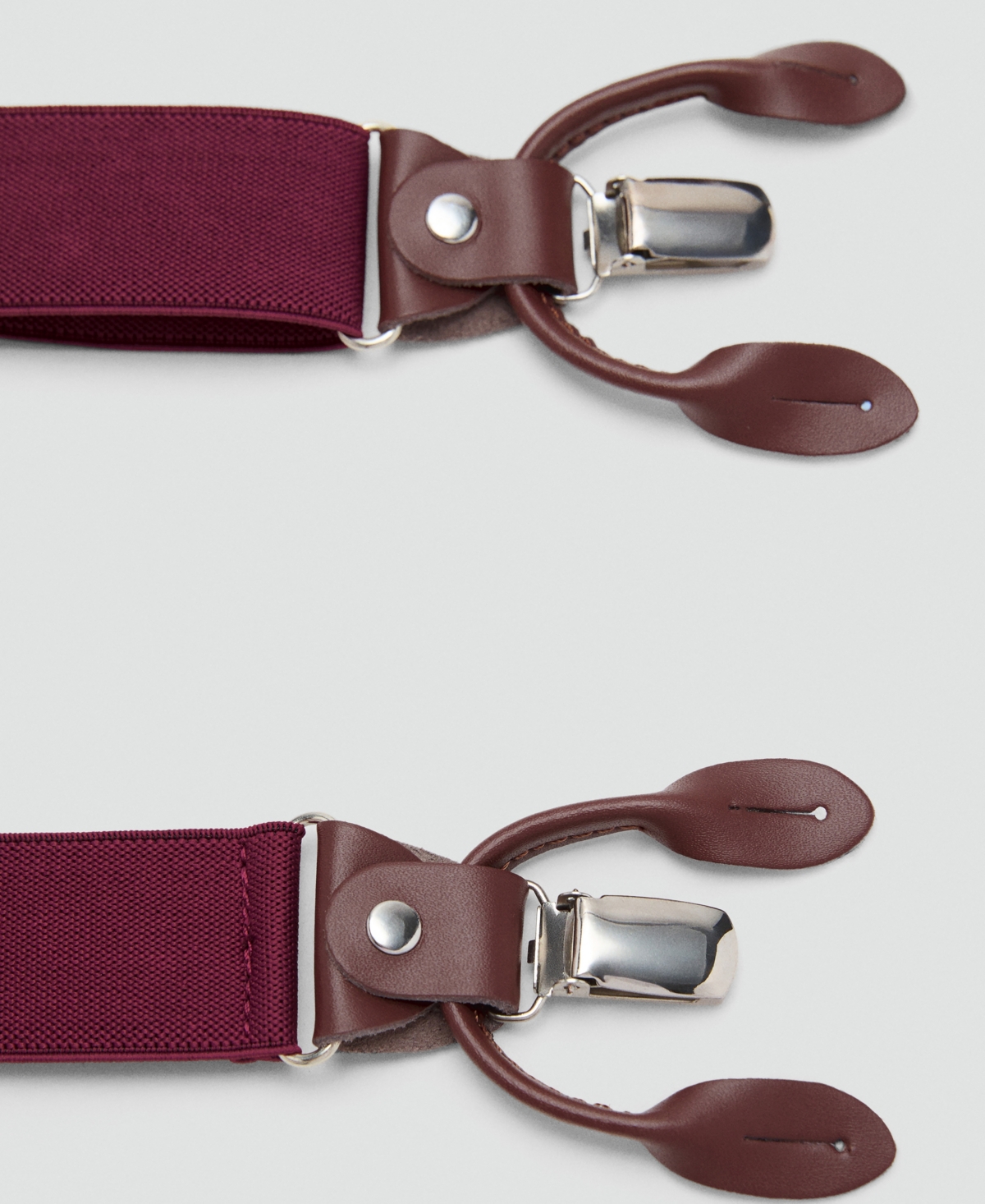 Mango Men's Leather Details Adjustable Elastic Suspenders