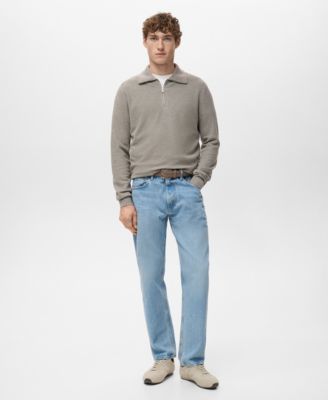 Men's Zipper Collar Microstructure Sweater