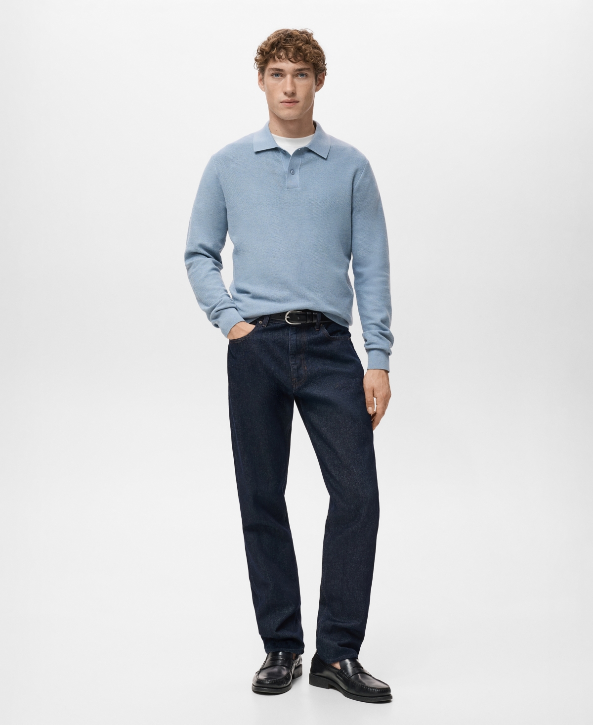 Mango Men's Micro-Structured Cotton Polo Shirt