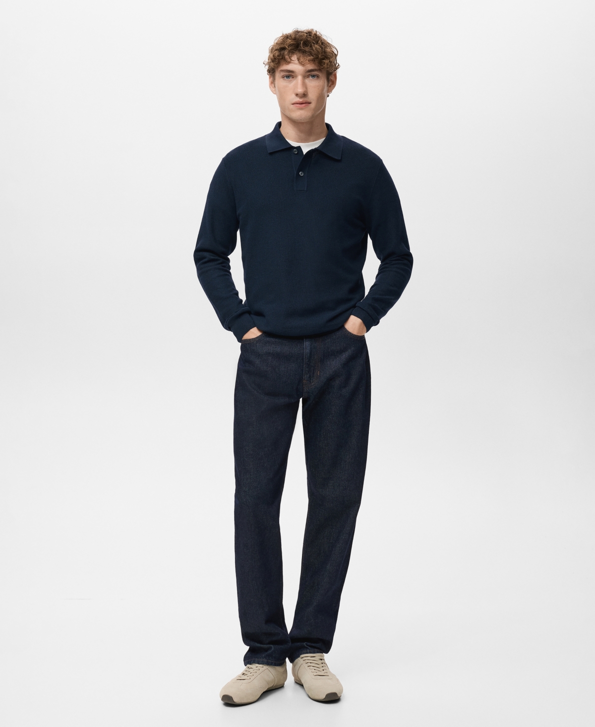 Mango Men's Micro-Structured Cotton Polo Shirt