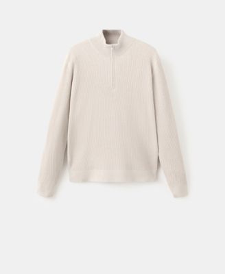 Men's Zip Neck Ribbed Sweater