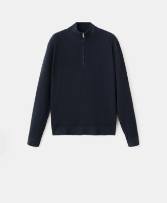 Men's Zip Neck Ribbed Sweater