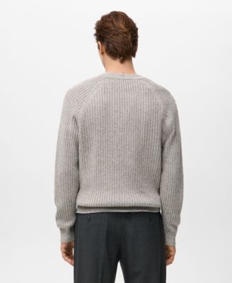 Men's Wool-Blend Ribbed Cardigan