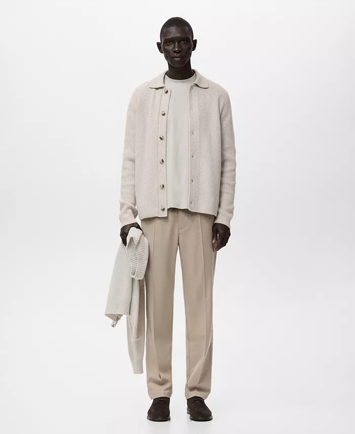 Men's Ribbed Knit Cardigan Sweater - thumbnail 2
