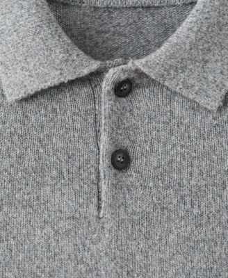 Men's Knitted Wool Blend Polo Sweater