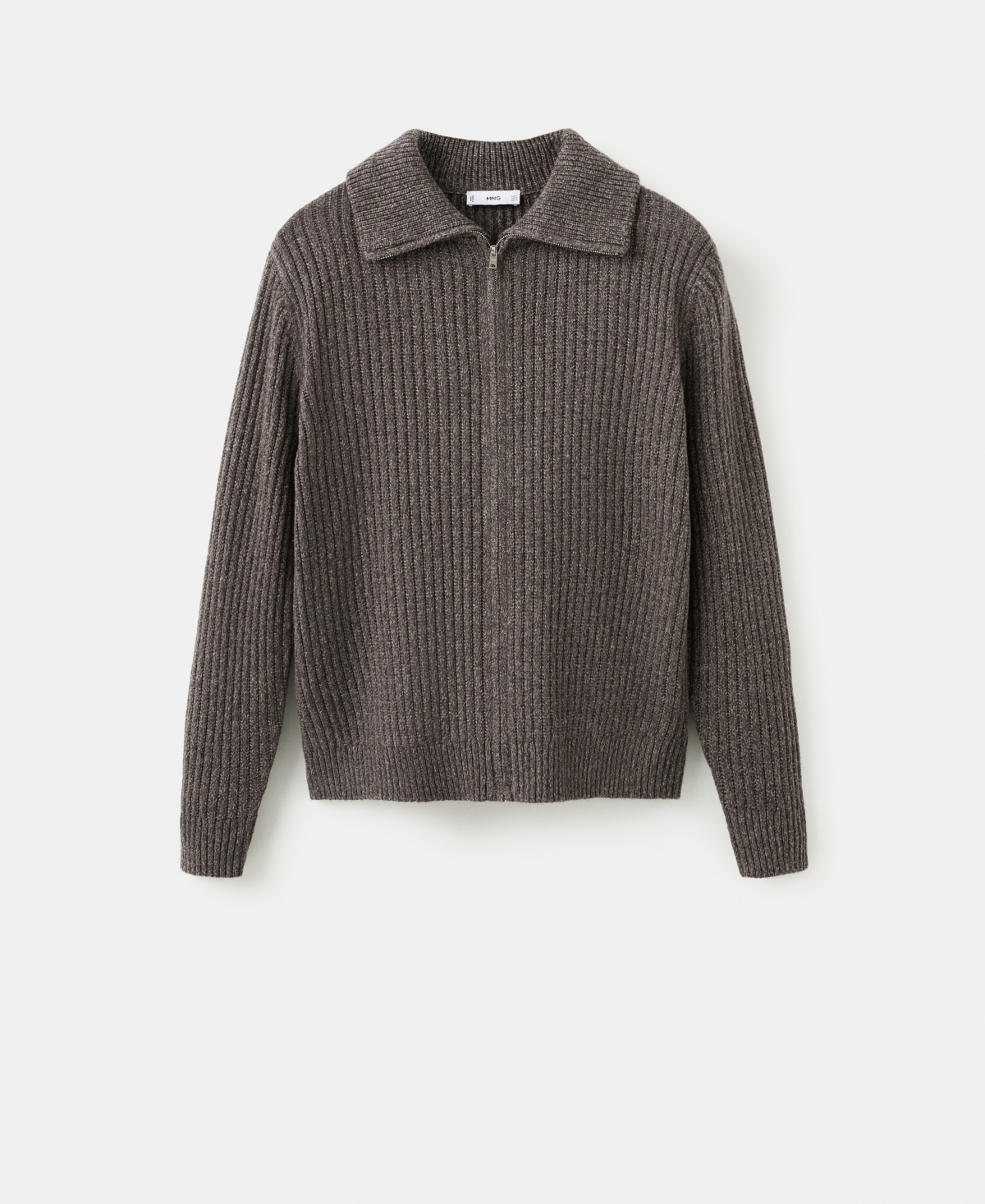 Mango Men's Zipper Ribbed-Knit Cardigan