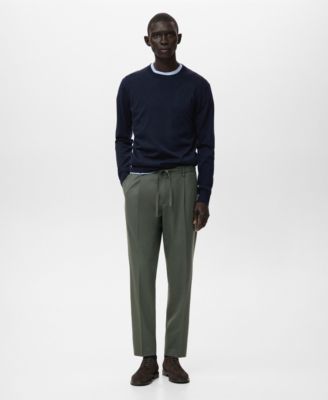 Men's Regular Fit Cord Pleated Pants