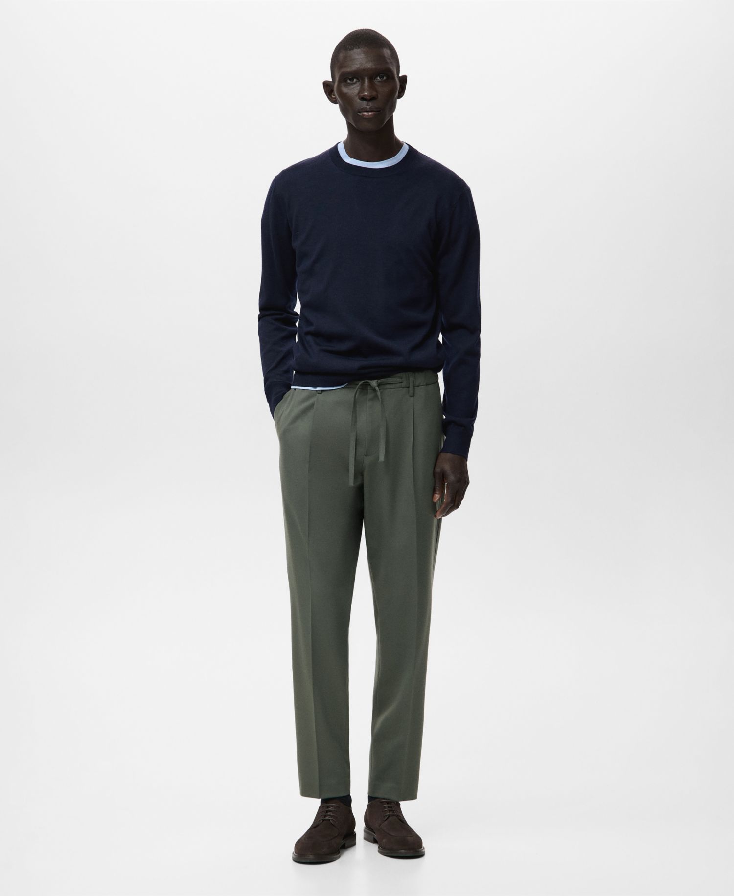 Men's Regular Fit Cord Pleated Pants