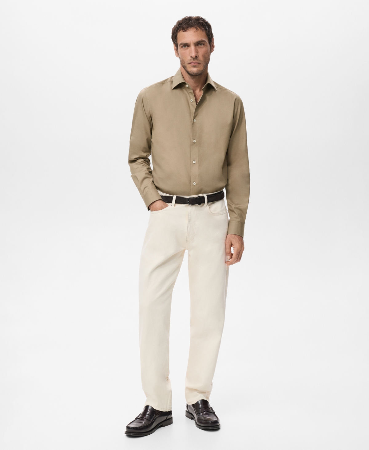 Mango Men's Slim-Fit Lyocell Cotton Shirt