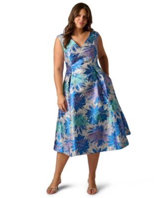 Women's Metallic V-Neck Midi Dress