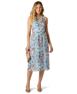 Women's Crew Neck Halter Embroidered Dress