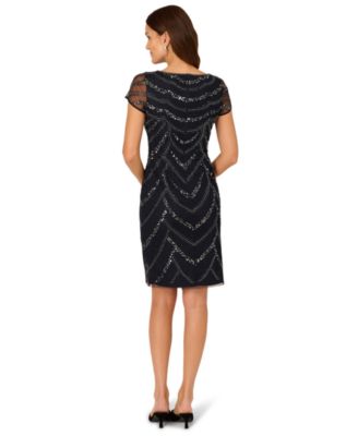 Women's Beaded Cap-Sleeve Sheath Dress
