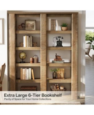 6-Tier Tall Bookshelf, 71-Inch Farmhouse Bookcase with Storage Shelves, Freestanding Large Open Shelving Unit