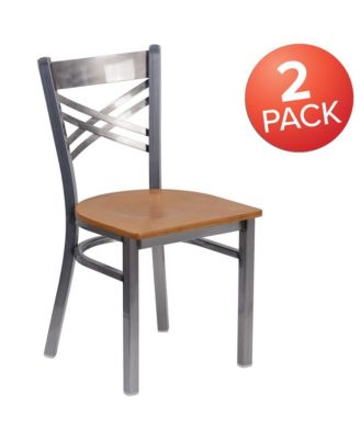 2 Pack Clear Coated "X" Back Metal Restaurant Chair