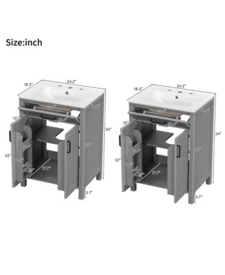 Modern Freestanding  48 in. Bathroom Vanity with Ceramic Sink, Soft-Close Doors, Flip Drawer and Double-Layer Door Shelves