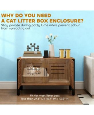 Cat Litter Box Enclosure with Tall Legs in Brown