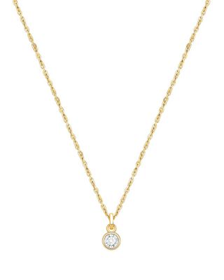 Girls 14K Gold Crystal Birthstone Necklace