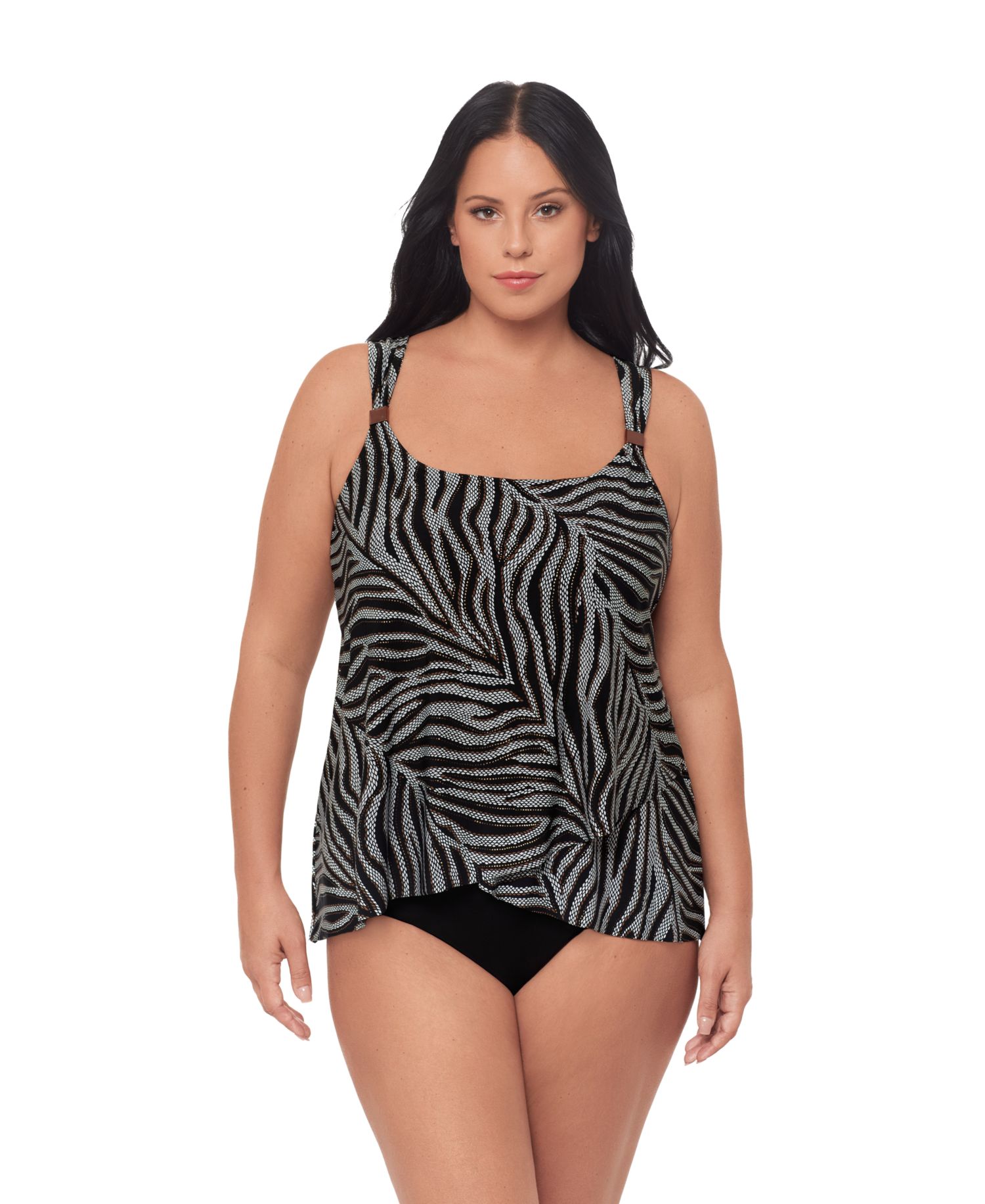 Plus Size Zirconic Dazzle Tankini Swim Top