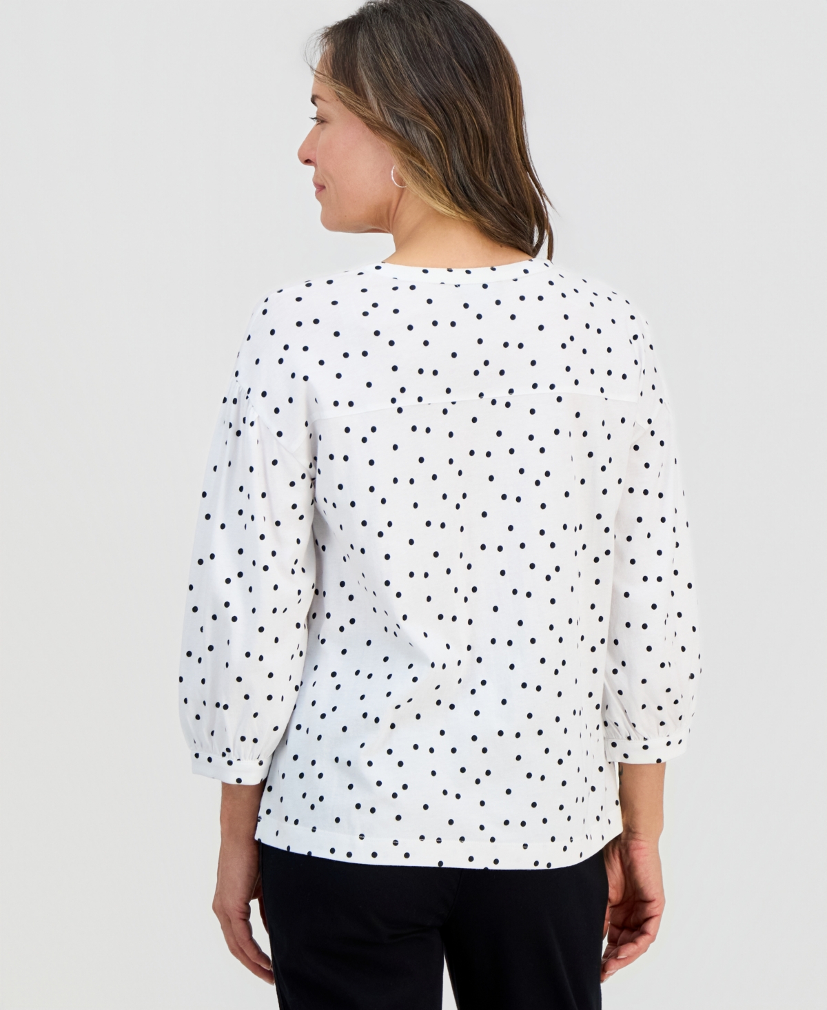 Style & Co Petite 3/4-Puff-Sleeve Knit Top, Macy's Exclusive