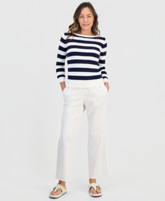 Petite Wide Stripe Boatneck Sweater