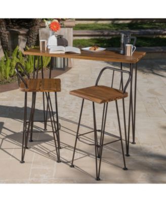 Dione Outdoor Teak Acacia Wood Bar Set