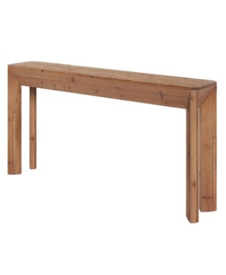Solid Wood Console Table for Living Room, 63" Farmhouse Entryway Table with Integrated Splayed Legs, Brown