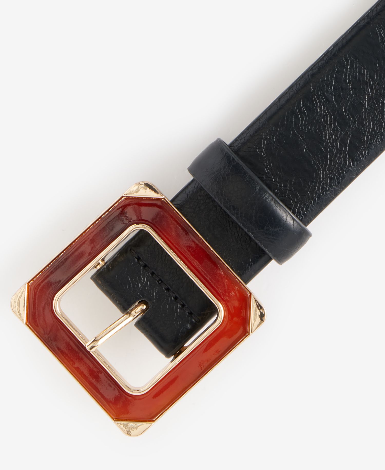 Square Resin and Metal Buckle Pant Belt