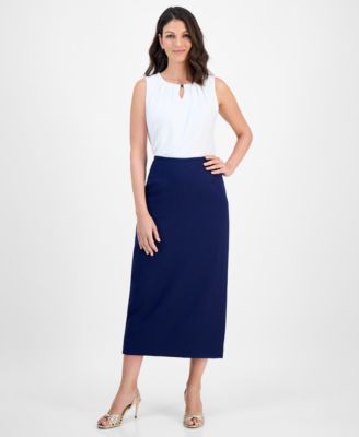 Women's Stretch Crepe Column Midi Skirt