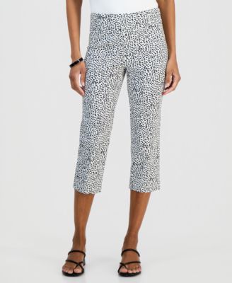 Petite Simple Marks Printed Rivet Capri Pants