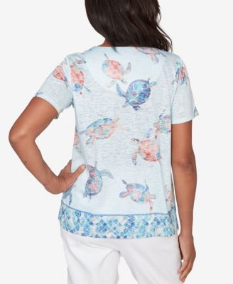 Women's Sea Turtle Keyhole Neck T-Shirt