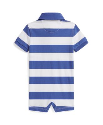 Baby Boys' Striped Sailboat Embroidered Rugby Collar Shortall