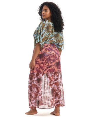 Plus Size White Lotus Cover-Up Maxi Dress