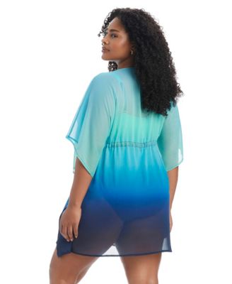 Plus Size Desert Mirage V-Neck Cover-Up Swim Caftan