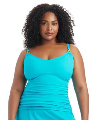 Plus Size Pique Ole Scoop Neck Tankini Swim Top