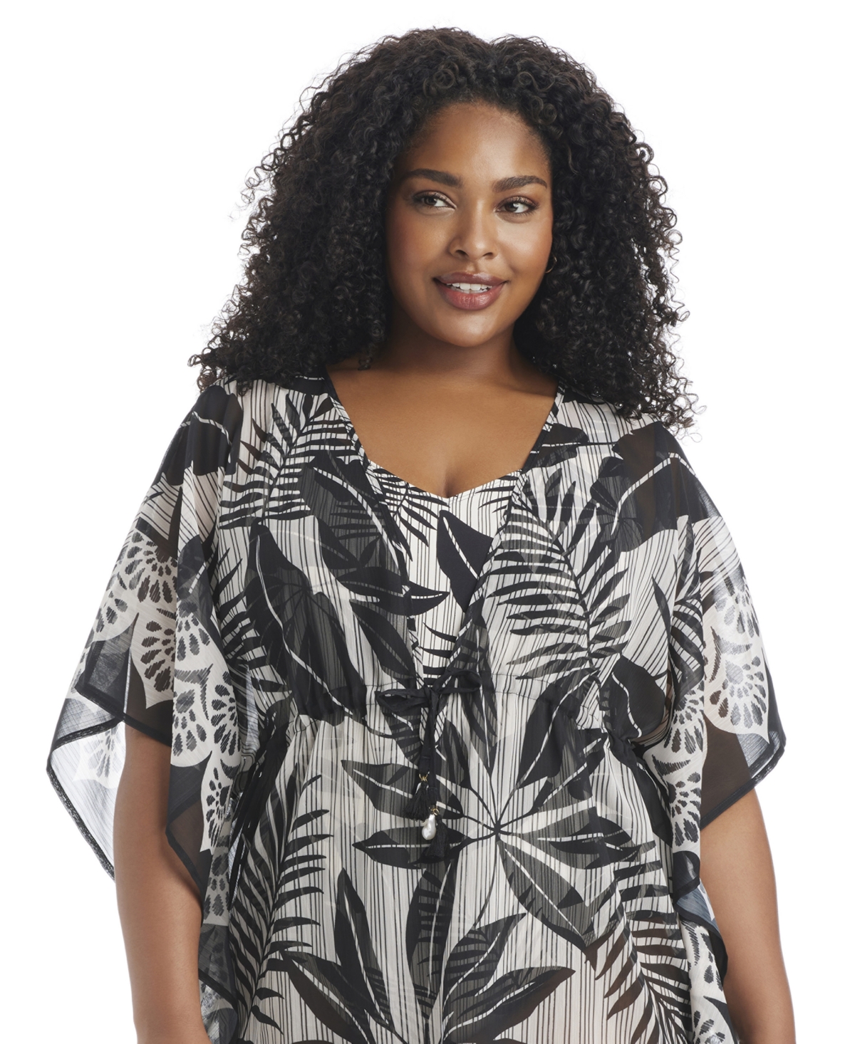 Bleu by Rod Beattie Plus Island Time Pull-On Cover-Up Caftan