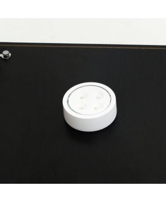 Black Tempered Glass Display Cabinet w/ Light & Adjustable Feet