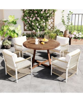 5-Piece Extendable Wooden Patio Dining Set