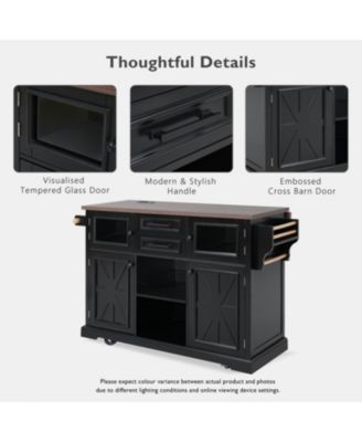 Kitchen Island with Drop Leaf & Power Outlet