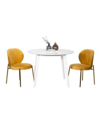  White Round Dining Set with 2 Chairs