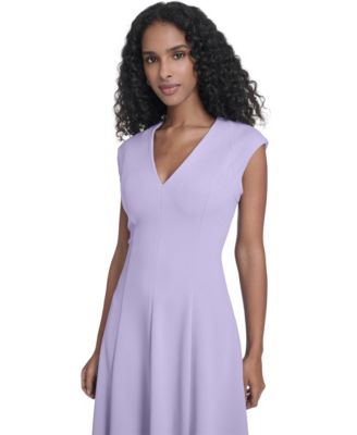 Women's Crepe V-Neck Midi Dress