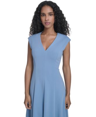 Women's Crepe V-Neck Midi Dress