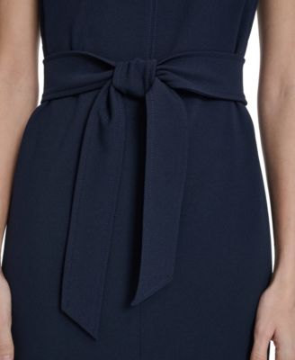 Women's Tie-Front Crew Neck Midi Dress