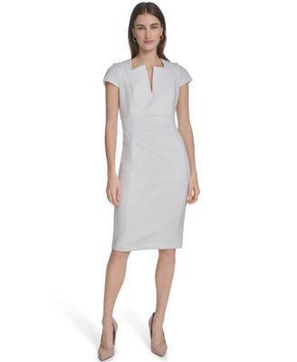 Women's Side Ruched V-Neck Midi Dress