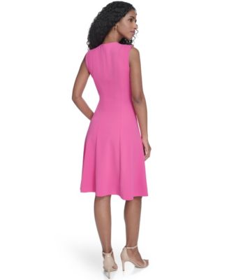 Women's Crepe Fit & Flare Midi Dress