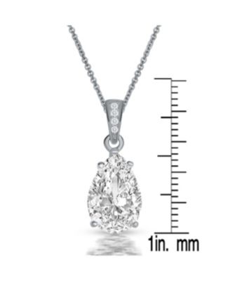 Sterling Silver Colored Cubic Zirconia Pear Shape Solitaire Necklace