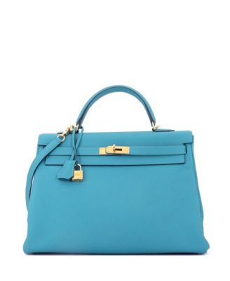 Kelly 35 Handbag Blue Togo with Gold Hardware