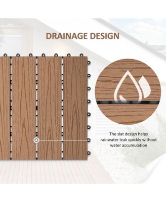 12" 11-Piece Wood-Plastic Composite Interlocking Deck Tiles