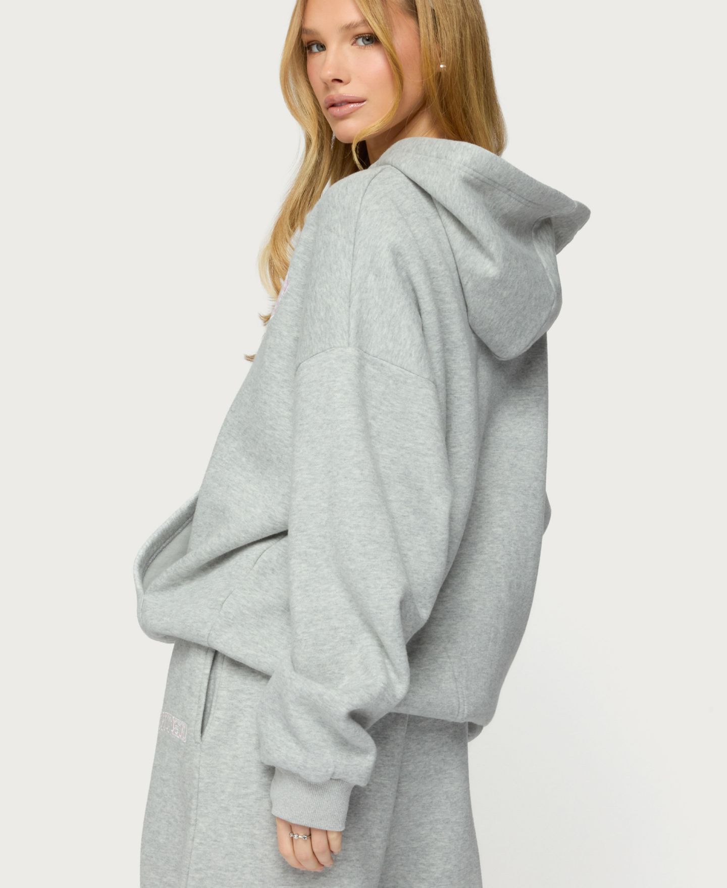 Женское худи Edikted Lover Oversized, цвет: Серый меланжевый — фото 2